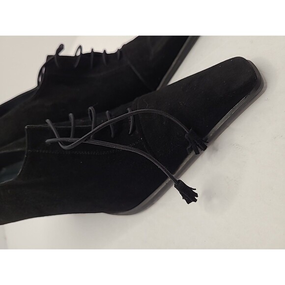 Stuart Weitzman Shoes Womens Size 7M Black Suede Leather Lace Up Oxford Heels - Picture 3 of 9